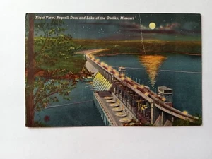 Nachtansicht Bagnell Damn Lake Ozarks Missouri Vintage Postkarte - Bild 1 von 2