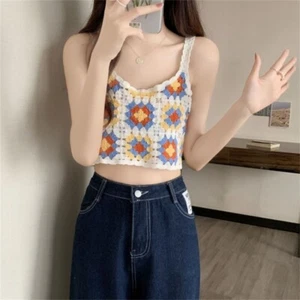 Sleeveless Outerwear Vest Knitted Crop Tops Hot Sale Strap Vest Lady - Picture 1 of 22