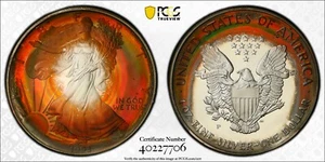 1993 P Proof Silver Eagle PCGS PR68 DCAM Toned Color ~ RARE VIVID Toning - Picture 1 of 11