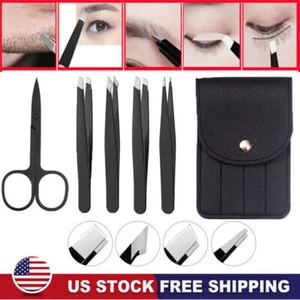 6Pcs Professional Tweezers Multi-Purpose Eyebrow Tweezers & Ingrown Facial Hair - Picture 1 of 23