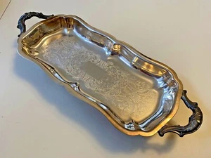Bandeja para servir pan con patas plateadas vintage EALES #1779      - Imagen 1 de 6