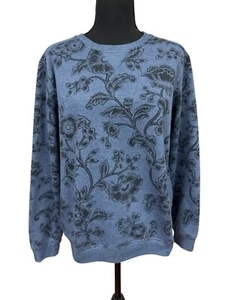 Karen Scott Sport Feminine Sweatshirt SZ Sm Blue Floral Pull Over Long Sleeve - Picture 1 of 5