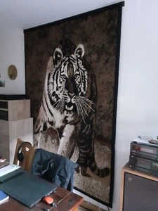 Teppich Wohnzimmer Löwe Tiger TOP Zustand!! Hing nur an die Wand!! - Bild 1 von 5