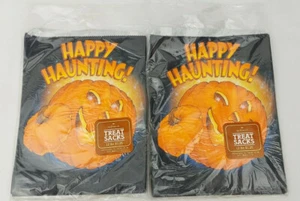 Lot Of (2) 12 Packs Hallmark Halloween Treat Sacks - "Happy Haunting!" Pumpkin - Picture 1 of 7
