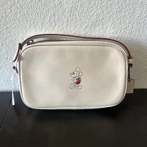 Coach F59072 Limited Chalk Leather Mickey Mouse Crossbody Purse Handbag - Picture 1 of 13