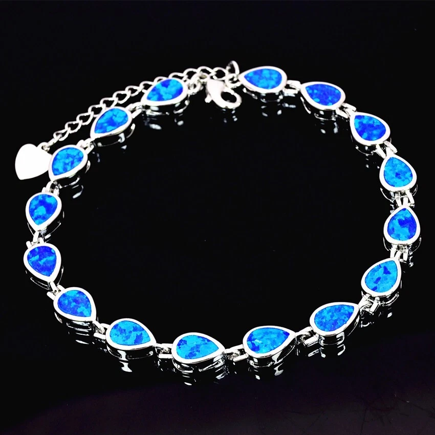 Brazalete de gota de agua de ópalo azul Hawaii 925 con astilla de ley joyería para mujeres niñas Foto 1 de 1