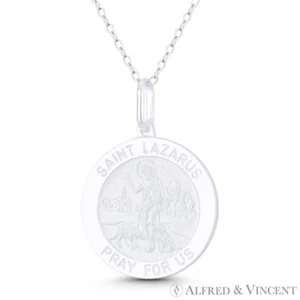 St. Lazarus, Patron Saint of the Poor & the Sick Pendant in .925 Sterling Silver - Picture 1 of 1