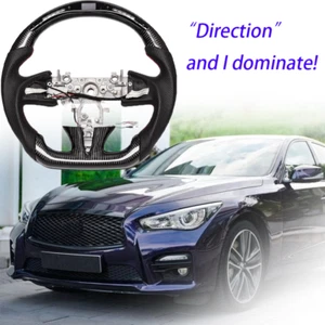 Fit 13-17 INFINITI Q50 QX50 Real Carbon Fiber LED Sport W/heated Steering Wheel - Bild 1 von 14