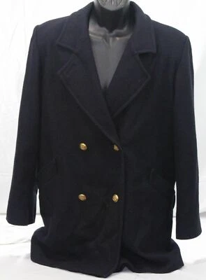 VTG Spencer Douglas Womens Double Breasted Over Coat Navy Blue Wool Jacket Sz 10 - Image 1 of 4