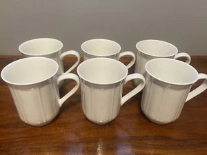 Set of 6 Mikasa ANTIQUE WHITE Tall Mugs Cappuccino 12oz Coffee Cups Dinnerware - Picture 1 of 4
