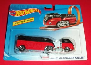 HOT WHEELS - NEW - TRACKIN TRUCKS TRACK STARS RED CUSTOM VOLKSWAGEN HAULER TRUCK - Picture 1 of 1