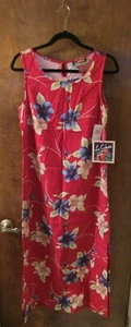 La Cabana Women's Full Length Hawaiian Floral Tropical Print Dress Rayon Size M - Picture 1 of 9