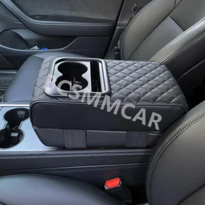 Car Armrest Cushion Cover Center Console Box Mat W/Dual Cup Holders Heighten Pad - Picture 1 of 18