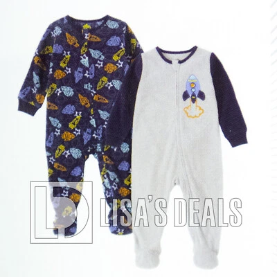 2-pack Boy's Kids Headquarters Pajama Blanket Sleeper Bear Rocket 6M 9M 12M 4T - Image 1 of 2