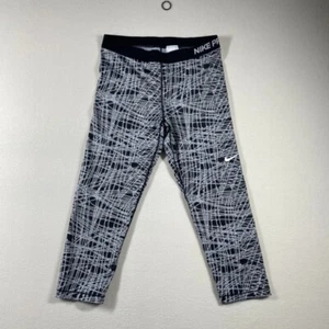 Nike Pro Womans Size XL Black White Workout Athletic Leggings Cropped Compress - Picture 1 of 9