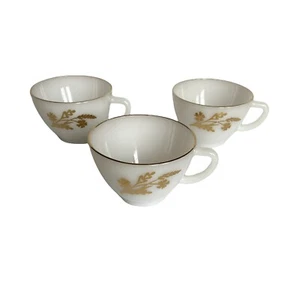3 Vintage Federal White Milk Glass Heat Proof D Handle Coffee Tea Cup Mugs USA - Picture 1 of 9