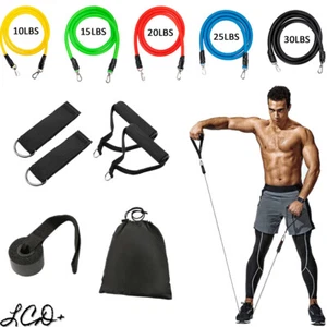 Set 11 PZ Fasce di Resistenza Yoga Abs Esercizio Fitness Tubo Allenamento/Salto Corda - Foto 1 di 25