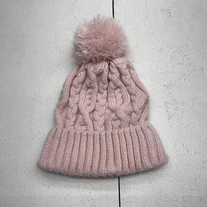 Gap Kids Pink Knit Puff Ball Beanie Hat Youth Girls Size L/XL - Picture 1 of 6