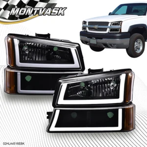 Fit For 03-07 Chevy Silverado LED DRL Headlights & Signal Bumper HeadLamps - Picture 1 of 11