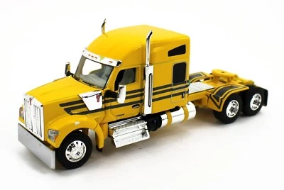 DCP 1:64 *YELLOW & GRAY* Kenworth W990 76" Mid-Roof Sleeper Semi Truck *NEW* - Image 1 of 4