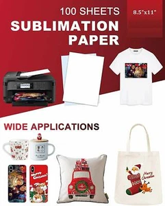 100 Sheets A4 Dye Sublimation Heat Transfer Paper Iron On Mugs Cotton Polyester - Picture 1 of 7
