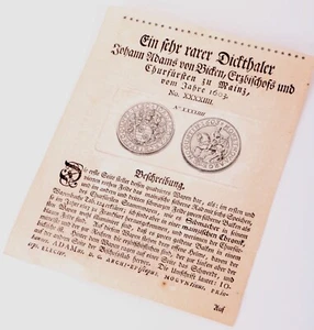 Antikes Blatt Ein sehr rarer Dickthaler Johann Adans von Bicken vom Jahre 1603 - Bild 1 von 3