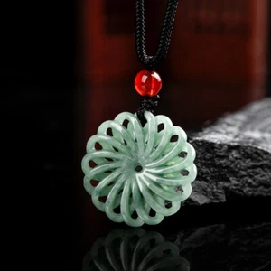 Burmese Jade Kaleidoscope Pendant Emerald Necklace Green Natural Jadeite Jewelry - Picture 1 of 5