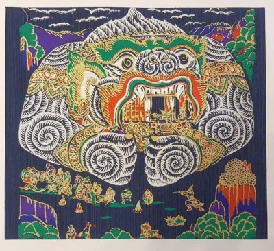 Thai Art Silk Hanuman Figures Painting Ramayana Colorful Poster Asian Home Decor - Image 1 of 4