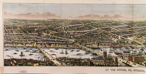 LONDON: Genuine antique PANORAMA by W. Little seen from the South , publ. 1845 - Picture 1 of 2