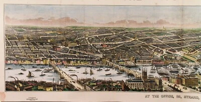 LONDON: Genuine antique PANORAMA by W. Little seen from the South , publ. 1845 - Image 1 of 2