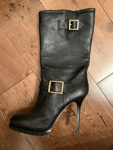 Jimmy Choo Leather High Heels Boots Size 41 - Picture 1 of 8