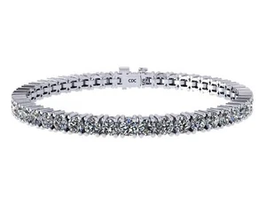 Platinum Plated 925 Sterling Silver 7" Tennis Bracelet With 5.2 CTTW Zirconia - Picture 1 of 6