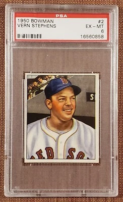 1950 Bowman #2 Vern Stephens Boston Red Sox Original Baseball Card PSA 6 EX/MT - Image 1 of 2