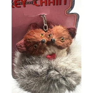 1999 Fluffy Keychains- Brown Fox Dog white chin Fur - Picture 1 of 8