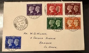 GB 1940 KGVI Stamp Centenary FDC WWII COVER HOLLYWOOD BELFAST POSTMARK (S01L) - Picture 1 of 3