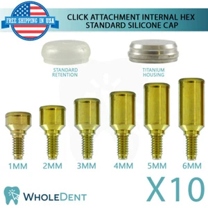 10x Click Attachment Abutment Standard Silicone Cap Dental Int Hex Instruments - Picture 1 of 3