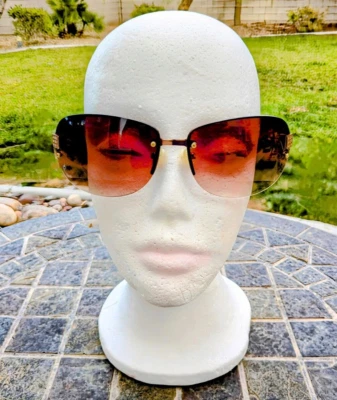 Women's Tortoise Shell Rimless Large Lens Rhinestone Temple UV400 Sunglasses New - Image 1 of 4