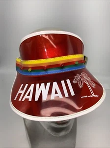 Vintage Red Hawaii Clear Red Sun Visor With Lights 80's - Picture 1 of 7