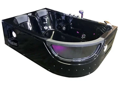 Whirlpool bathtub hydrotherapy black hot tub double pump PEGASO 2 two persons - Image 1 of 4