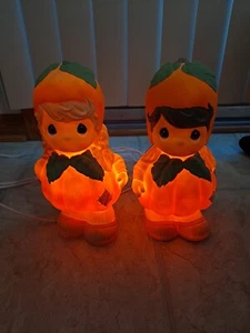 Blasform Precious Moments Kürbis Mädchen & Junge Licht Halloween Erntedank selten - Bild 1 von 12