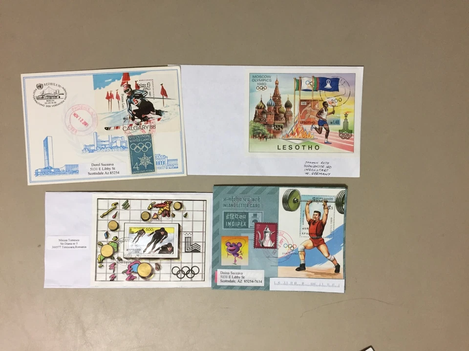 Four covers with OLYMPIC GAMES SS:Laos,Cambodia,Lesotho,High Volta - Image 1 of 1