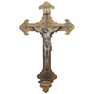Crucifijo antiguo de metal - Imagen 1 de 6
