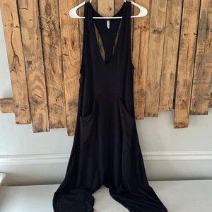 Free People Movement Sz Medium Morning Mantra Black Boho Jumpsuit Romper - Picture 1 of 12