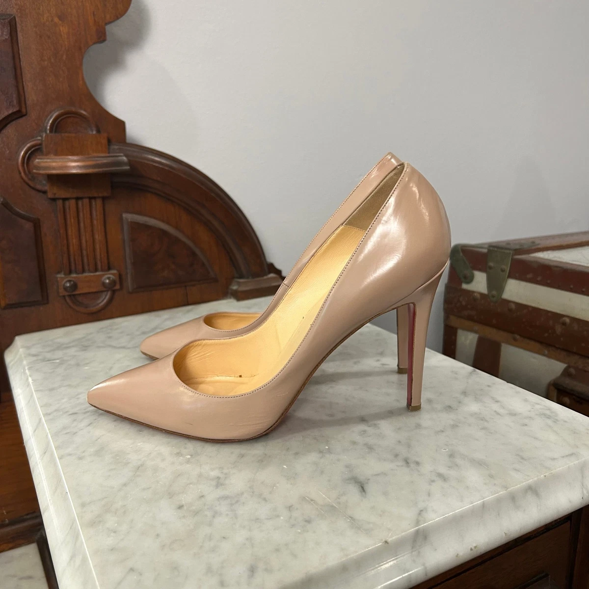 新品♡Christian Louboutin Pigalle PVC Pumps CHRISTIAN LOUBOUTIN Satin Patent PVC Naked Bow 100 Pumps 36.5