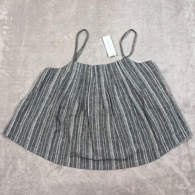 Outerknown Tides Tank Womens Small Black White Striped Linen Blend Woven NEW - Image 1 of 4