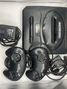 Sega Genesis Console Cables And 2 Controllers Bundle Tested Working Missing Flap - Picture 1 of 5