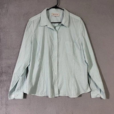 Camisa Jones New York Abotonada Verde Blanco Rayas Mujer XXL Manga Larga Foto 1 de 4