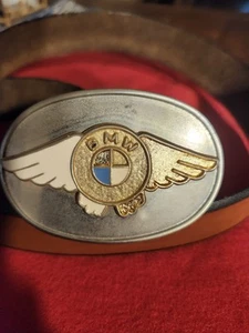 Vintage BMW Belt Buckle With Leather Belt. - Picture 1 of 9