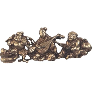 Vintage signierte Alva Museum Repliken chinesischer Buddha Herren vergoldete Anstecknadel Brosche - Bild 1 von 15