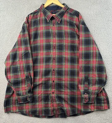 Tommy Hilfiger Flannel Shirt Mens 4XL Red Green Blue L/S Button Up Soft Shirt - Image 1 of 4